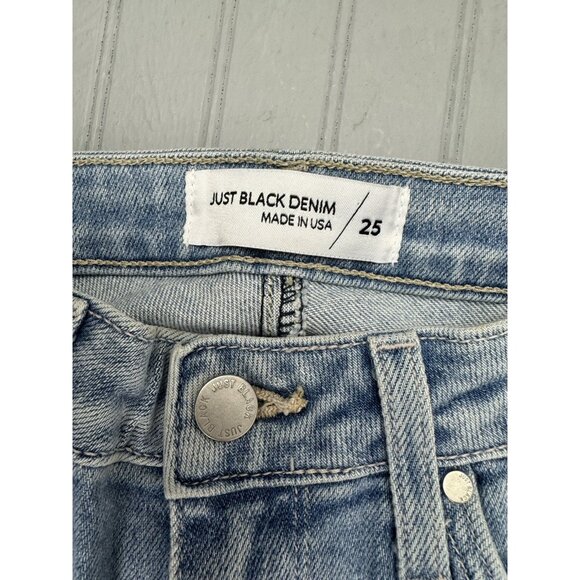 Just Black Size 25 Womens Jeans Skinny Light Wash Raw Hem Distress Stret… - Picture 3 of 4